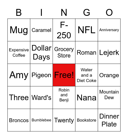 Reminders of Him Bingo Card