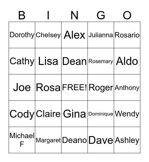 FAMILY BINGO Card
