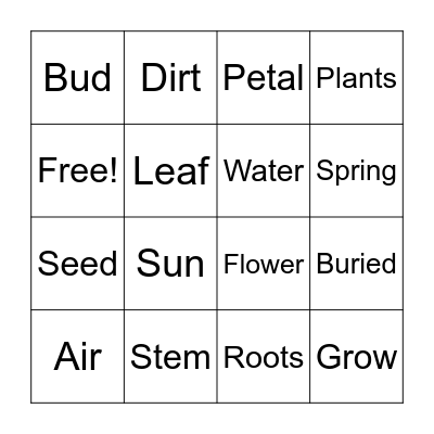 Plant Bingo Card