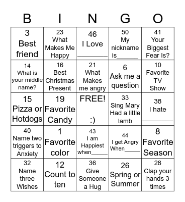 SOCIAL BINGO Card