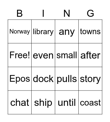 The Story Ship Bingo Card