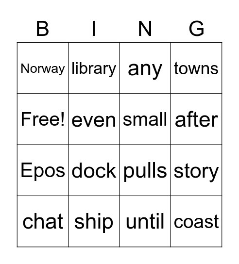 The Story Ship Bingo Card