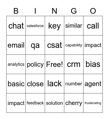 Call Bingo Card