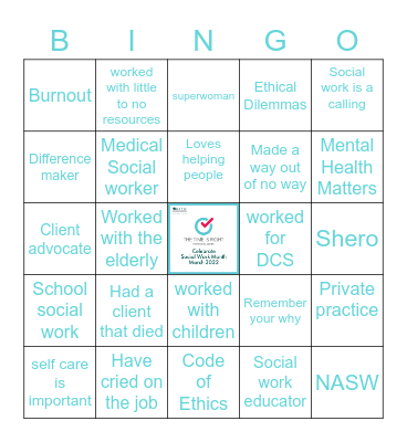 Social Worker Bingo Card