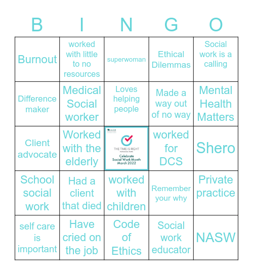 Social Worker Bingo Card