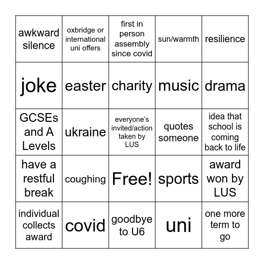 Easter 2022 Bingo Card