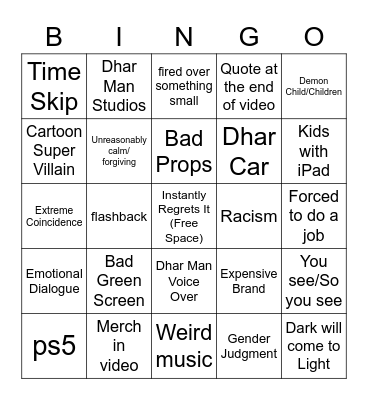 Dhar Man Bingo Card