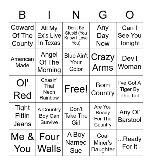 Top 50 Country Singers Bingo Card