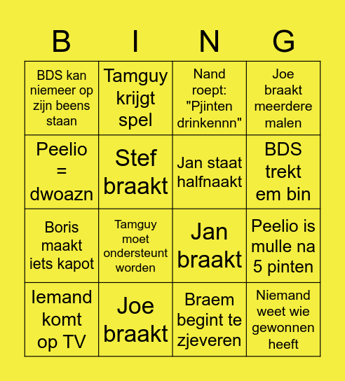 Vieze Ventjes go to RVV Bingo Card