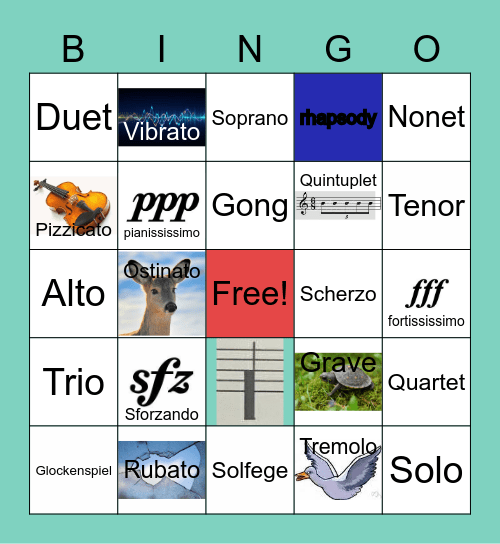 Music Terms Bingo Card