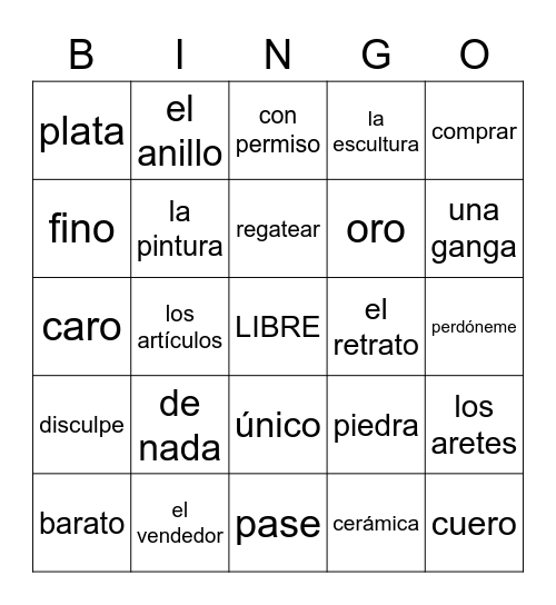 L2 3.2 Vocabulary Bingo Card