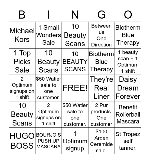 SHAKE UP YOUR MAKEUP CONTEST Bingo Card