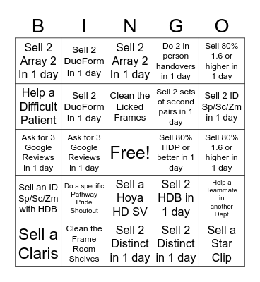 Optical Bingo Card
