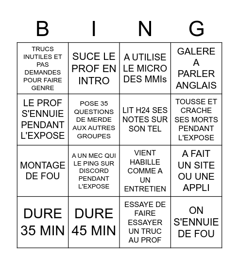 EXPOSE DE CHRIS Bingo Card