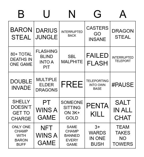 SBL Bunga Bingo - Bo5 #1 Bingo Card
