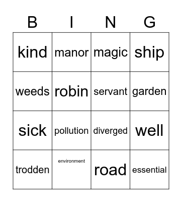 The Secret Garden/The Road Not Taken Bingo Card