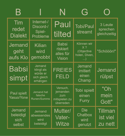 Gamerlounge Bingo Card