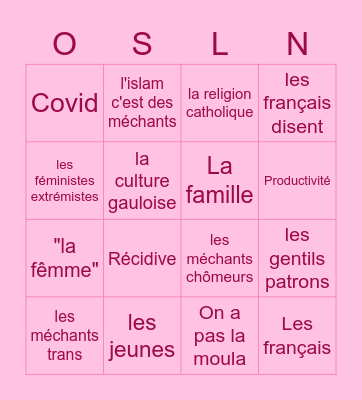 Bingo Electoral de Salon Bingo Card