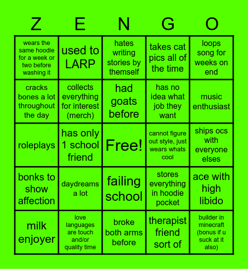 zengo Bingo Card
