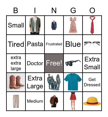 Clothing Bingo Card