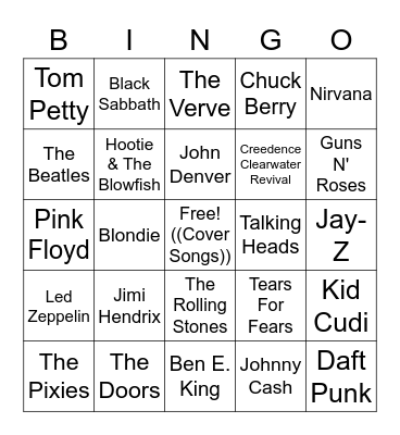 Cover Songs Bingo Card