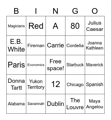 WTTP BOOK BINGO Card