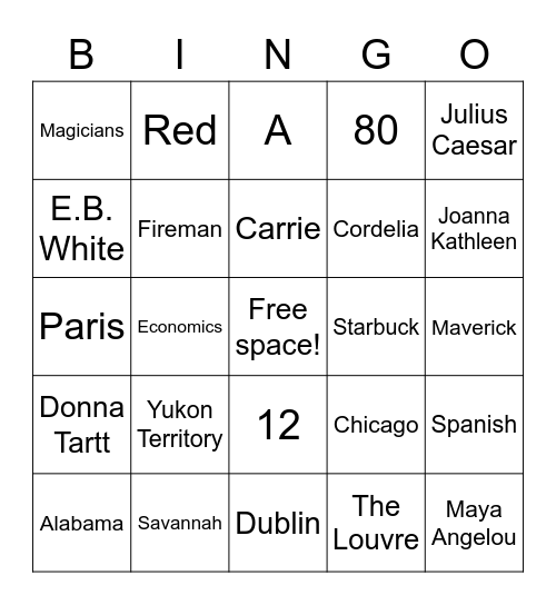 WTTP BOOK BINGO Card