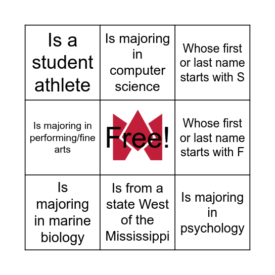 self intro bingo Card