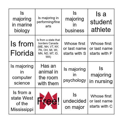 FSC honors - virtual Moc Week Bingo Card