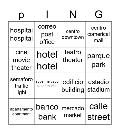 popty ping Bingo Card