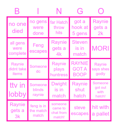 DBD BINGO Card