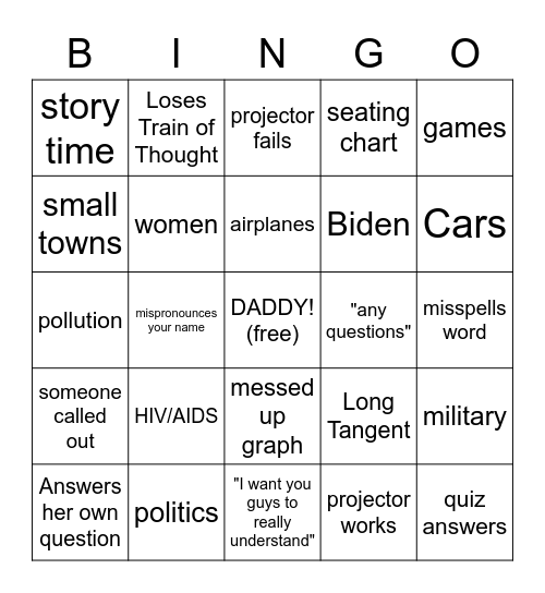 ECON 201 Bingo Card