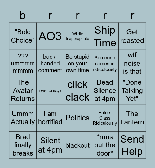 gay writing Bingo Card