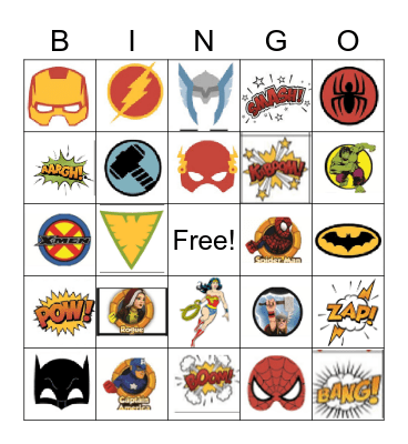 Superhero Bingo Card