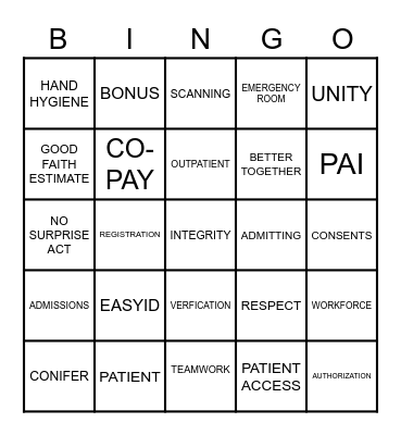 PATIENT ACCESS WEEK Bingo Card