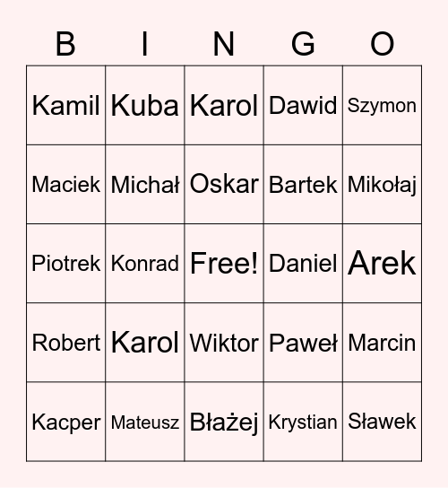 Przyjaciele Bingo Card