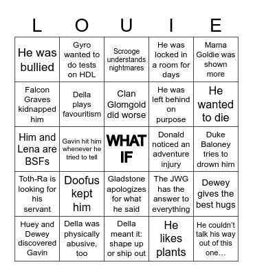 DT17 Louie- What If… Bingo Card