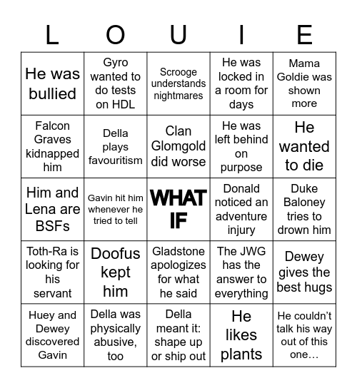 DT17 Louie- What If… Bingo Card