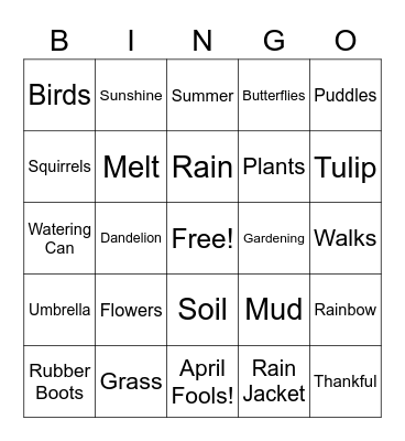 Spring! Bingo Card