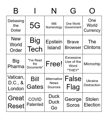 Conspiracy Caller Bingo Card