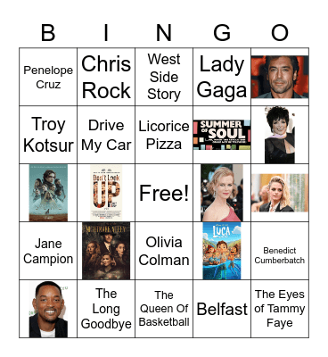 Oscars Bingo! Bingo Card
