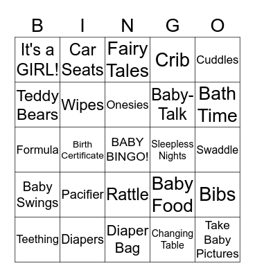 Baby McCloskey Bingo Card