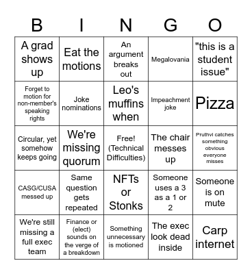 AGM Bingo Card