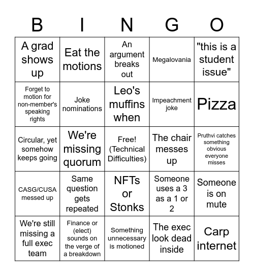 AGM Bingo Card