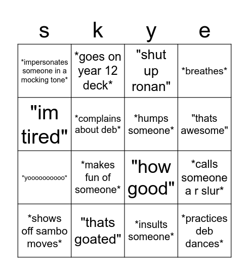 lachlan bingo Card