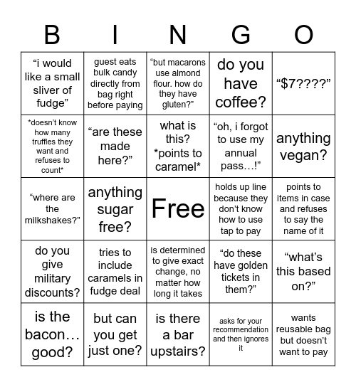 Toothsome Bingo Card