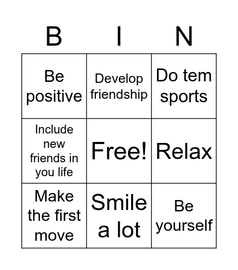 How do you make a friend at school? Bingo Card