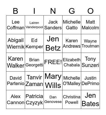 People Bingo Card