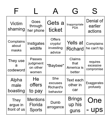 Lovers Bingo (Red Flag Ed.) Bingo Card