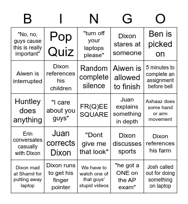 Computer Science Bingo Card